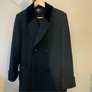 JO-D 100% Wool Women’s Size 8 Petite Winter Coat Black With Velvet Collar